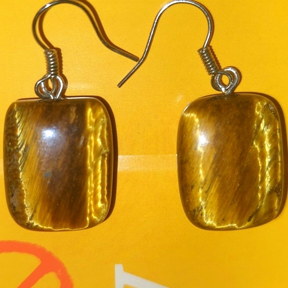 TigersEyes Genuine Stone Earrings. Great Condition - Picture 4 of 5